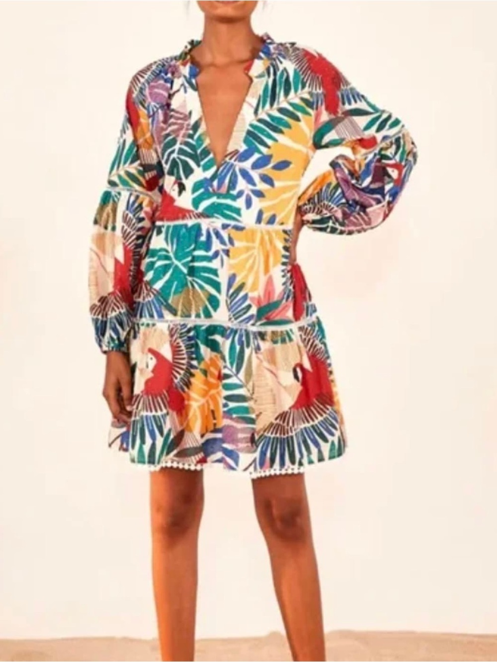 Farm Rio Off White Macaw Mini Dress